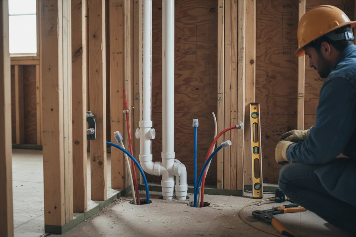 Drain and supply rough-in during Toilet Repair and Installation in Rowland